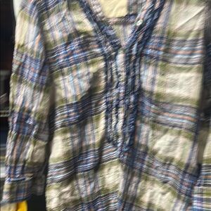 Hollister Blue and Green Casual Button Down Shirt